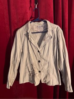Light Cream Women's Blazer Jacket - Casual Button Front